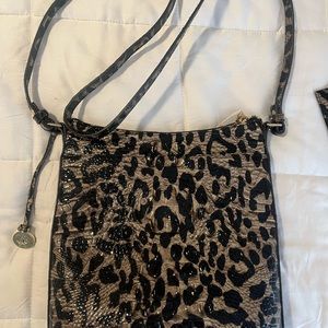 Like new SNOW LEOPARD KATIE crossbody purse with matching card wallet